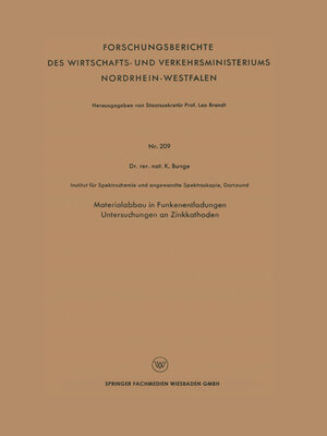 cover image of Materialabbau in Funkenentladungen Untersuchungen an Zinkkathoden